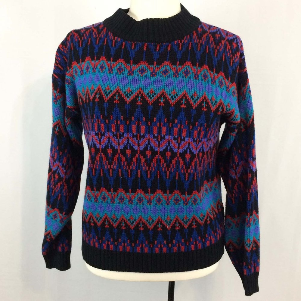 Vanderbilt Wild 80's Bulky Mock Neck Sweater, Med